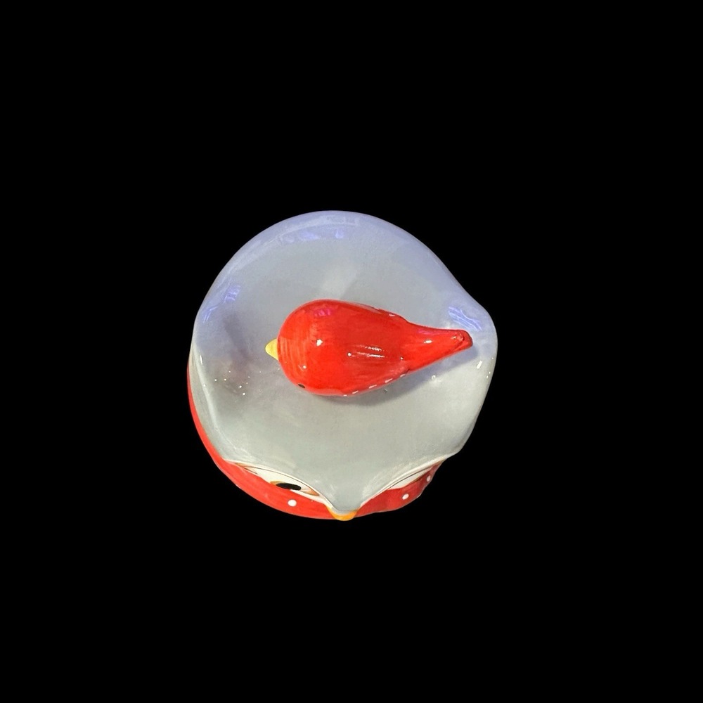 Boston Warehouse Snowy Owl Cookie Jar Red Scarf Bird Lid 9" Christmas - Picture 7 of 8
